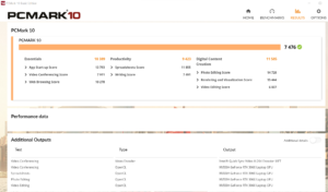 pc mark 10 benchmark 10 for dell G15 5521 SE 12700H CPU image.